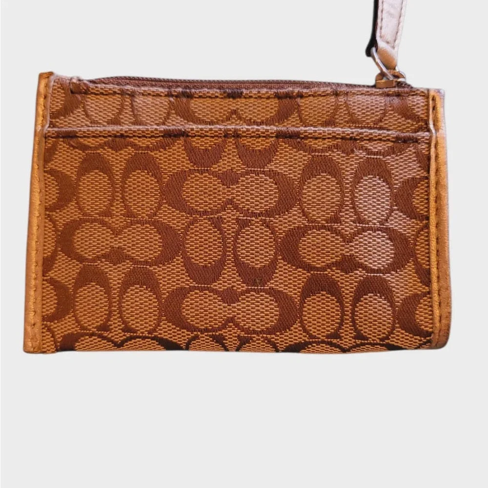 Coach Tan and Brown Signature Coin Purse - Picture 7 of 10